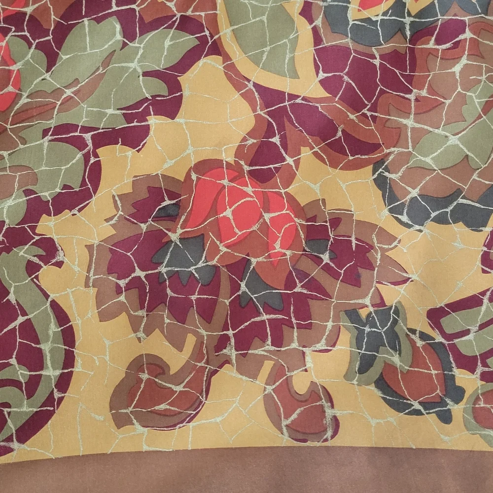 Vintage Jaeger Silk Scarf Made In Italy with Abstract Design.34X34 Inches. - Picture 12 of 15